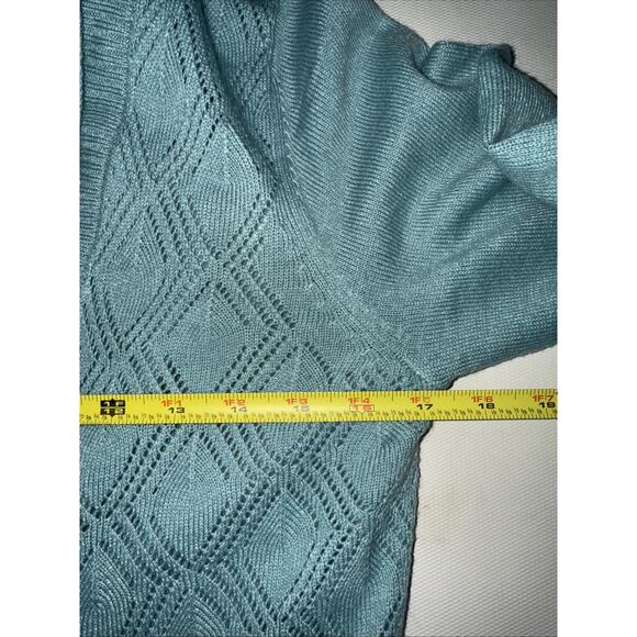 Croft & Barrow Teal Open Sweater - Women's Petite Medium - Picture 7 of 9
